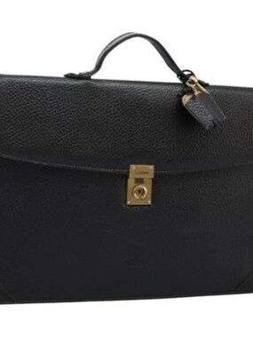 LOEWE Anagram Business Bag Leather Black Auth bs24101
